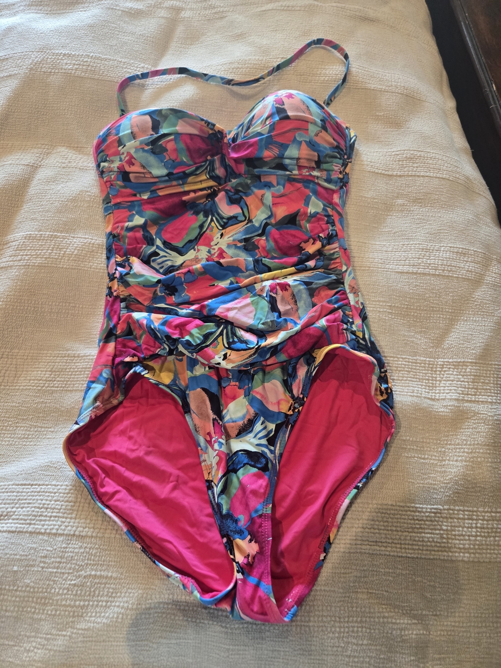 Anne Cole Multicolor Floral-Abstract One-Piece Swimsuit with Pink Lining